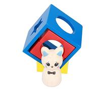 RIZGHWOY Geometric Wooden Wooden Toys of 3D Educational Correspondence Games for Children with Construction Blocks for Early Learning (Kitten Adventures Tabletop Game)