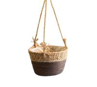 RIZGHWOY Hanging Planter Basket Jute Rope 20cm Rustic Brown | Handwoven jute rope, storage organizer for home office garden, cotton hanging cords, fits small pots