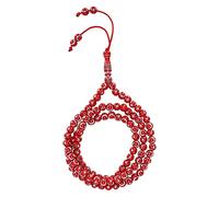 RIZGHWOY Islamic Prayer Beads, Muslim Rosary Beads with Moon Star Engraved Bronzing Technology, 99 Grains Resin Religious Worship Tool, with Mihrab Shaped Separator for Prayer Counting Gift (Red)