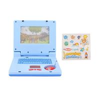 RIZGHWOY Kids Learning Laptop Educational Toy for Toddlers with 2 Music Clips 11 Sound Effects Progressive Learning Level Included Safe Soft Speaker (Blue Non Retractable Mouse)