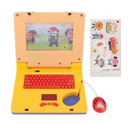 RIZGHWOY Kids Learning Laptop Educational Toy for Toddlers with 2 Music Clips 11 Sound Effects Progressive Learning Level Included Safe Soft Speaker (Yellow Retractable Mouse)