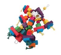 RIZGHWOY Large Bird Parrots Toy, Colorful Blocks Chewing Bite Toy for Medium Large Parrots Entertainment Exercise, with Hanging Design for Cage Play Stand