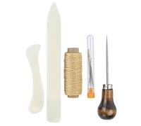 RIZGHWOY Leather Tools Kit, Craft Stitching Needle Set for Beginners, Bookbinding with Wax String, Paper Folder, Storage Bottle, Great for Sewing Leather, Canvas Projects