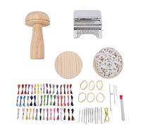 RIZGHWOY Mini Darning Tool Kit, Wooden Darning Egg for Socks with 50 Threads and 12 Needles, Handcraft DIY Weaving Repair Tool for Clothes Towels Hats (Beech 2)