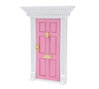 RIZGHWOY Miniature 1:12 Dollhouse Wooden Door Mini Furniture Model for Realistic Dollhouse Scenes and Role Playing Wood Material (Roseate)