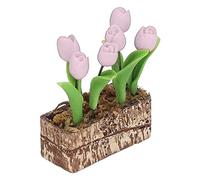 RIZGHWOY Miniature Artificial Tulips Flower Model for Bathroom and Kitchen Decoration, 1:12 Dollhouse Garden Accessories, Resin Material (Pink)
