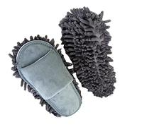 RIZGHWOY Mop Floor Slippers, Chenille Mop Slippers with 6mm Hook and Loop Fasteners for Men Women Elderly Home Clearing (Grey)