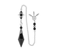 RIZGHWOY Pendants,Natural Crystal Stone Pendulum Hexagram Hoop Decor Faceted Beaded Chain for Divination Car Decoration (White)