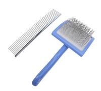 RIZGHWOY Pet Grooming Brush Dog Deshedding Brush Dog Shedding with Slicker and Rake Comb 45° Angled Design for Long Hair Dogs Poodles Bichons Labradoodles Goldendoodles (Blue)