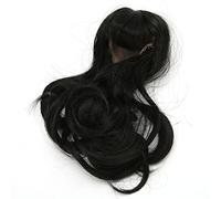 RIZGHWOY Soft High Temperature Synthetic Hair Doll Long Wig Big Wave Shape Simulation of Scalp for 1/6 Dolls/Suitable for Head Circumference 15.5-17cm (Black)