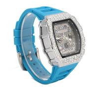 RIZGHWOY Stylish Men Mechanical Wrist Watch with Silicone Strap and Luminous Function for Nighttime 30M (Rose Blue)