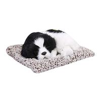RIZGHWOY Toy Simulation of Dogs Sleeping in Luxury with a Voice Function for Children and Inner Decoration (Black and white bamboo charcoal dog)