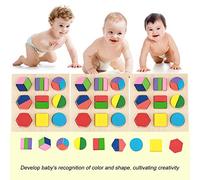 RIZGHWOY Wood Block toys: Geometric Puzzles for Educational Buildings, Soft Polishing Material for Baby Brain Development, Suitable for Early Learning (one third)
