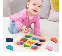 RIZGHWOY Wood Block toys: Geometric Puzzles for Educational Buildings, Soft Polishing Material for Baby Brain Development, Suitable for Early Learning (One half)