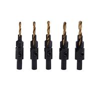 RIZGHWOY Woodworking Countersink Drill Bit Set 5pcs with Adjustable Length for Hard Wood Coated 1/4"