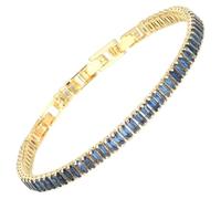 RIZILIA 2mm Princess Cut Blue Sapphire CZ Minimalist Tennis Bracelet