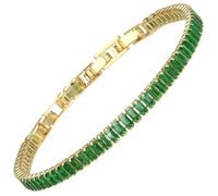 RIZILIA 2mm Princess Cut Green Emerald CZ Minimalist Tennis Bracelet