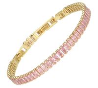 RIZILIA 3mm Princess Cut Pink Sapphire CZ Statement Tennis Bracelet