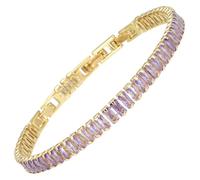 RIZILIA 3mm Princess Cut Purple Amethyst CZ Statement Tennis Bracelet