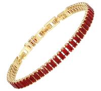 RIZILIA 3mm Princess Cut Red Ruby CZ Statement Tennis Bracelet