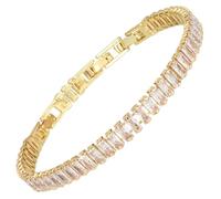 RIZILIA 3mm Princess Cut White CZ Statement Tennis Bracelet