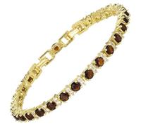RIZILIA Eternity Brown CZ 14K Gold Plated Tennis Bracelet for Women