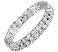 RIZILIA ICONIC White Cubic Zirconia Tennis Bracelet, 18K Gold or White Gold Plated, Multiple Row Designs, 7-Inch