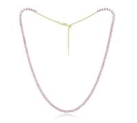 RIZILIA Not-Your-Basic 3mm No-Flip Tennis Necklace for Women - Round Brilliant Cut CZ in October Pink Sapphire Color, 18K Gold Plated, Adjustable 14-18 Inch (Choker, Collar, Princess), Gift Boxed