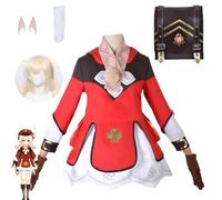 RIZIZMVG Halloween Costume Accessories Klee Genshin Impact Cosplay Costume Outfit Game Characters Uniform Full Set Halloween Party Anime Dress Up Suit(Size:M,Color:Red)