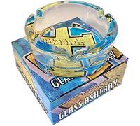 Rizla Glass Ashtray Smoking Cigarette Round Ash Tray by Premier Life (Blue Design)