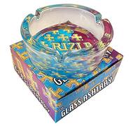 Rizla Glass Ashtray Smoking Cigarette Round Ash Tray by Premier Life (Blue/Red Design)