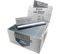 RIZLA KING SIZE SLIM SILVER ROLLING PAPER FULL BOX OF 50 BOOKLETS