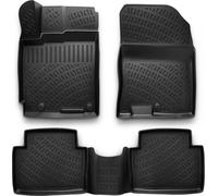 RizLiner Custom Fit Floor Mats Compatible with Hyundai KONA 2018-2022 3D Laser Measured 1st & 2nd Row Floor Liners All Weather Odorless Non-Slip TPE Car Mats (Front & Rear, Black)