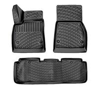 RizLiner Tesla Model S 2015-2019 Floor Mats 3D Custom Fit Compatible with Tesla Model S Car Mat Laser Measured 1st & 2nd Row Floor Liners All Weather Odorless Non-Slip TPE (Front & Rear,Black)