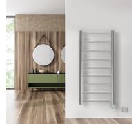 Rizona Designer Electric Towel Rails 500 x 1040 mm for Bathrooms | Chrome/Black | 400W Standard Element / 400 W Digital Thermostatic Element (Chrome 400W Digital Element)