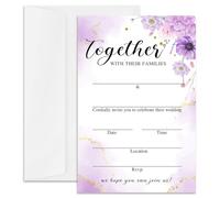rizotus Purple Floral Wedding Invitations with Envelopes, 25 Flower Invitation Cards Blank Invites for Wedding Reception Bridal Baby Shower Engagement Birthday Dinner Party, 4 x 6 Inch -01