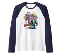 Rizz 'Em AUTISMSAURUS T-Rex Tism Dino Autism Teacher SPED Raglan Baseball Tee