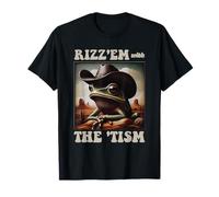 Rizz Em With The Tism Cowboy Frog Meme Funny Autism T-Shirt