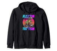 Rizz 'Em With The Tism Dinosaur T-Rex Meme Funny Autism Zip Hoodie