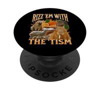 Rizz 'Em With The 'Tism Funny Capybara Meme Bootleg Y2K PopSockets Adhesive PopGrip