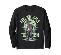 Rizz 'em with The Tism Funny Halloween Cowboy Zombie Long Sleeve T-Shirt