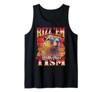 Rizz Em With The Tism Shirt Capybara Rizz Autistic Meme Tank Top