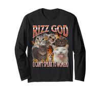 Rizz God I Can't Speak To Women Funny Cat Meme Bootleg Long Sleeve T-Shirt