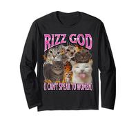 Rizz God I Can't Speak To Women Funny Cat Meme Bootleg Long Sleeve T-Shirt
