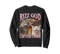 Rizz God I Can't Speak To Women Funny Cat Meme Bootleg Sweatshirt