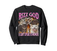Rizz God I Can't Speak To Women Funny Cat Meme Bootleg Sweatshirt
