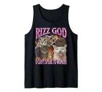 Rizz God I Can't Speak To Women Funny Cat Meme Bootleg Tank Top