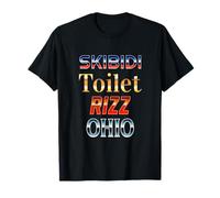 Rizz Godz Merch Store Skibidi Toilet Rizz Ohio T-Shirt - Men's, Unisex Kids - Black, S - Short Sleeve - Crew Neck - Classic Fit - Polyester - Machine Wash - Cartoon Graphic - Trendy - Rizz Meme Merch