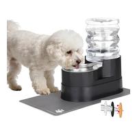 RIZZARI Automatic Cat Water Dispenser: Black 5L Elevated Feeder with Specialized Brush and Triple Filtration - Stainless Steel Gravity Bowl - Leakproof Base for Indoor Pets