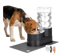 RIZZARI Automatic Cat Water Dispenser: Black 7L Elevated - Stainless Steel Gravity Feeder with Specialized Brush and Triple Filtration - Splash Guard Mat - Use in Bedroom and Livingroom